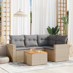 HKH 5 Pcs Conjunto de Sofás P/ Jardim com Almofadões Vime Pe - Bege