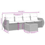 HKH 5 Pcs Conjunto Sofás de Jardim com Almofadões Vime Pe - Preto