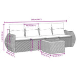 HKH 5 Pcs Conjunto Sofás de Jardim C/ Almofadões Vime Pe - Cinzento