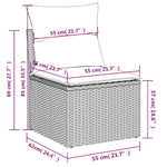 HKH 5 Pcs Conjunto Sofás de Jardim C/ Almofadões Vime Pe - Cinzento