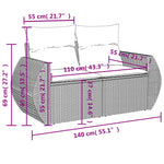 HKH 5 Pcs Conjunto Sofás de Jardim C/ Almofadões Vime Pe - Cinzento
