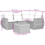 HKH 5 Pcs Conjunto Sofás de Jardim com Almofadões Vime Pe - Preto