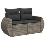 HKH 5 Pcs Conjunto Sofás de Jardim C/ Almofadões Vime Pe - Cinzento