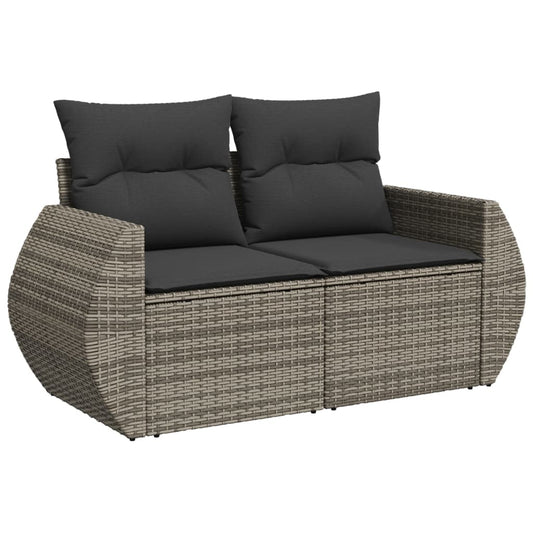HKH 5 Pcs Conjunto Sofás de Jardim C/ Almofadões Vime Pe - Cinzento