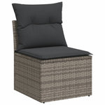 HKH 5 Pcs Conjunto Sofás de Jardim C/ Almofadões Vime Pe - Cinzento