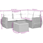 HKH 5 Pcs Conjunto Sofás de Jardim C/ Almofadões Vime Pe - Cinzento