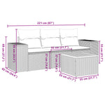 HKH 4 Pcs Conjunto de Sofás para Jardim C/ Almofadões Vime Pe - Preto