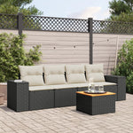 HKH 5 Pcs Conjunto Sofás de Jardim com Almofadões Vime Pe - Preto