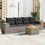 HKH 5 Pcs Conjunto Sofás de Jardim C/ Almofadões Vime Pe - Cinzento