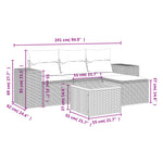HKH 5 Pcs Conjunto Sofás de Jardim com Almofadões Vime Pe - Preto