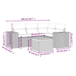 HKH 5 Pcs Conjunto Sofás de Jardim com Almofadões Vime Pe - Preto