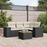 HKH 5 Pcs Conjunto Sofás de Jardim com Almofadões Vime Pe - Preto