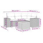 HKH 5 Pcs Conjunto Sofás de Jardim C/ Almofadões Vime Pe - Cinzento