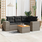 HKH 5 Pcs Conjunto Sofás de Jardim C/ Almofadões Vime Pe - Cinzento