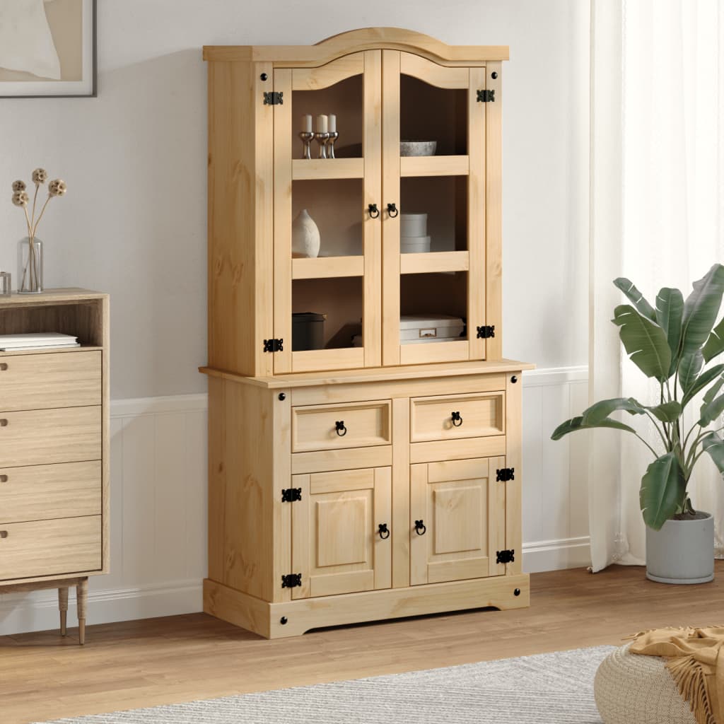 HKH Vitrina Corona Alta en Madera de Pino Macizo, Cristal, Metal 100 X 48,5 X 179 Cm