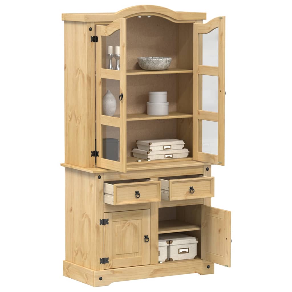HKH Vitrina Corona Alta en Madera de Pino Macizo, Cristal, Metal 100 X 48,5 X 179 Cm