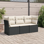 HKH 3 Pcs Conjunto Sofás de Jardim com Almofadões Vime Pe - Preto