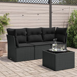 HKH 4 Pcs Conjunto de Sofás para Jardim C/ Almofadões Vime Pe - Preto