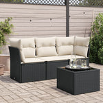 HKH 4 Pcs Conjunto de Sofás para Jardim C/Almofadões Vime Pe - Preto