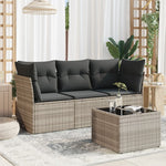 HKH 4 Pcs Conj. Sofás Jardim C/ Almofadões Vime Pe -claro - Cinzento