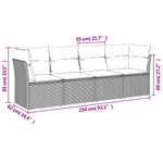 HKH 4 Pcs Conjunto de Sofás para Jardim C/ Almofadões Vime Pe - Preto