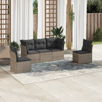HKH 5 Pcs Conjunto Sofás de Jardim C/ Almofadões Vime Pe - Cinzento