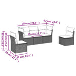 HKH 5 Pcs Conjunto Sofás P/ Jardim C/ Almofadões Vime Pe Castanho - Marrom