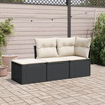 HKH 3 Pcs Conjunto Sofás de Jardim com Almofadões Vime Pe - Preto