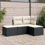 HKH 4 Pcs Conjunto de Sofás para Jardim C/ Almofadões Vime Pe - Preto