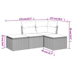 HKH 4 Pcs Conjunto Sofás de Jardim C/ Almofadões Vime Pe Castanho - Marrom