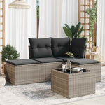 HKH 5 Pcs Conj. Sofás Jardim C/ Almofadões Vime Pe -claro - Cinzento