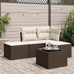 HKH 5 Pcs Conjunto Sofás P/ Jardim C/ Almofadões Vime Pe Castanho - Marrom