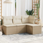 HKH 4 Pcs Conjunto de Sofás para Jardim C/ Almofadões Vime Pe - Bege