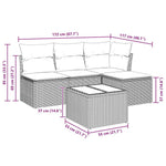 HKH 5 Pcs Conjunto de Sofás P/ Jardim com Almofadões Vime Pe - Bege