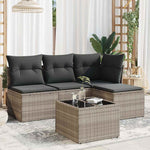 HKH 5 Pcs Conj. Sofás Jardim C/ Almofadões Vime Pe -claro - Cinzento
