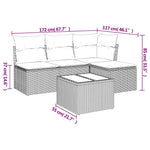 HKH 5 Pcs Conjunto Sofás P/ Jardim C/ Almofadões Vime Pe Castanho - Marrom