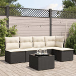 HKH 6 Pcs Conjunto Sofás de Jardim C/ Almofadões Vime Pe - Preto