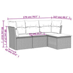 HKH 4 Pcs Conjunto de Sofás para Jardim C/ Almofadões Vime Pe - Preto