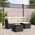 HKH 5 Pcs Conjunto Sofás de Jardim com Almofadões Vime Pe - Preto