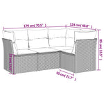 HKH 4 Pcs Conjunto de Sofás para Jardim C/ Almofadões Vime Pe - Preto
