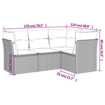 HKH 4 Pcs Conj. Sofás Jardim C/ Almofadões Vime Pe -claro - Cinzento