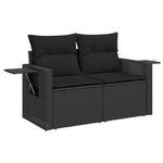 HKH 3 Pcs Conjunto Sofás de Jardim com Almofadões Vime Pe - Preto