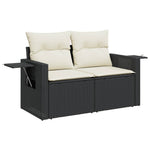HKH 3 Pcs Conjunto Sofás de Jardim com Almofadões Vime Pe - Preto