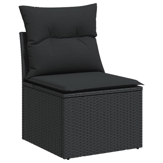 HKH 5 Pcs Conjunto Sofás de Jardim com Almofadões Vime Pe - Preto