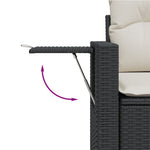 HKH 5 Pcs Conjunto Sofás de Jardim com Almofadões Vime Pe - Preto