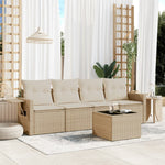 HKH 5 Pcs Conjunto de Sofás P/ Jardim com Almofadões Vime Pe - Bege