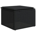 HKH 4 Pcs Conjunto de Sofás para Jardim C/ Almofadões Vime Pe - Preto