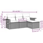 HKH 4 Pcs Conjunto de Sofás para Jardim C/ Almofadões Vime Pe - Preto