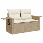 HKH 4 Pcs Conjunto de Sofás para Jardim C/ Almofadões Vime Pe - Bege