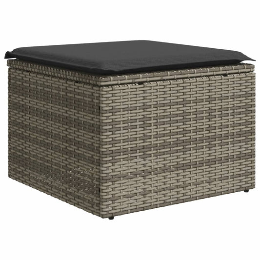 HKH 4 Pcs Conjunto Sofás de Jardim C/ Almofadões Vime Pe - Cinzento